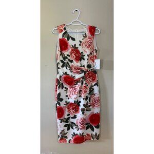 NWT Enfocus Studio Womens Size 8 Floral Sleeveless Sheath Dress Rose Floral